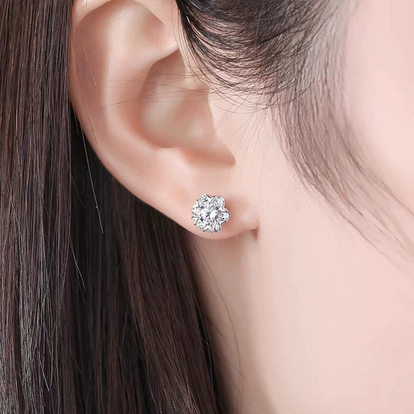 Wholesale Moissanite And S925 Sterling Silver Love Snowflake Geometric Fashion Women's Earrings