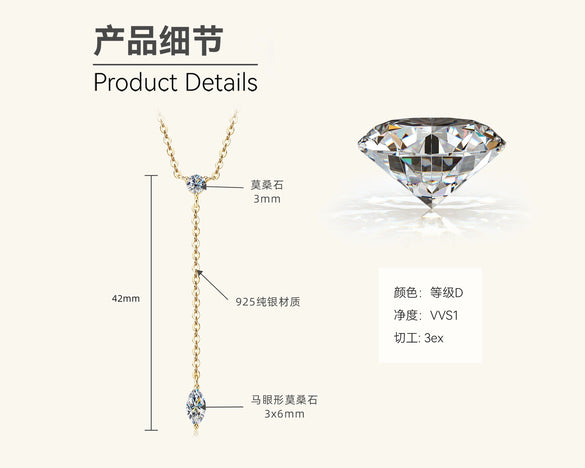 Wholesale Moissanite And 925 Silver Tassel Long Necklace With Geometric Style Electroplated Featuring Letter Number And Text Shapes