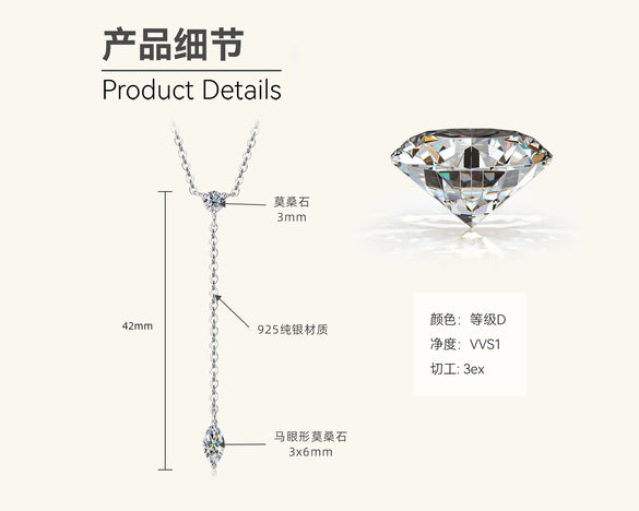 Wholesale Moissanite And 925 Silver Tassel Long Necklace With Geometric Style Electroplated Featuring Letter Number And Text Shapes