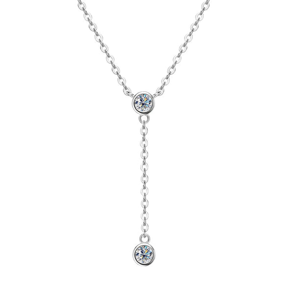 Wholesale Moissanite And 925 Silver Tassel Long Necklace With Geometric Style Electroplated Featuring Letter Number And Text Shapes