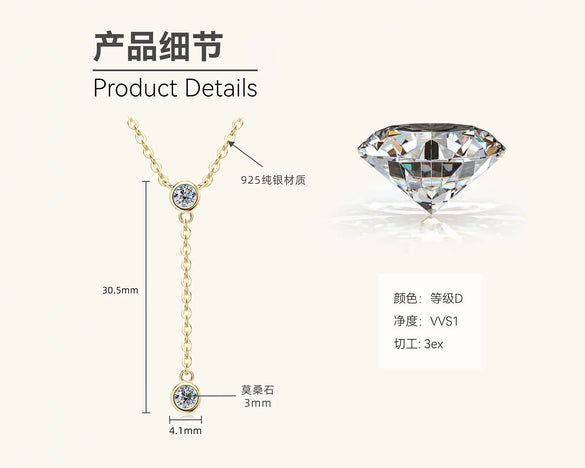 Wholesale Moissanite And 925 Silver Tassel Long Necklace With Geometric Style Electroplated Featuring Letter Number And Text Shapes