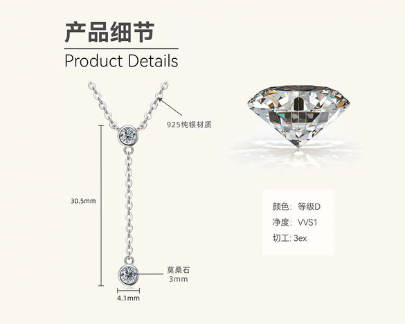 Wholesale Moissanite And 925 Silver Tassel Long Necklace With Geometric Style Electroplated Featuring Letter Number And Text Shapes