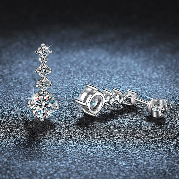 Wholesale Moissanite And 925 Sterling Silver Geometric Earrings Highend Classic Fourclaw Design