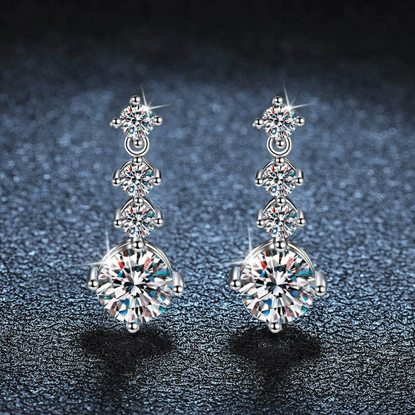 Wholesale Moissanite And 925 Sterling Silver Geometric Earrings Highend Classic Fourclaw Design