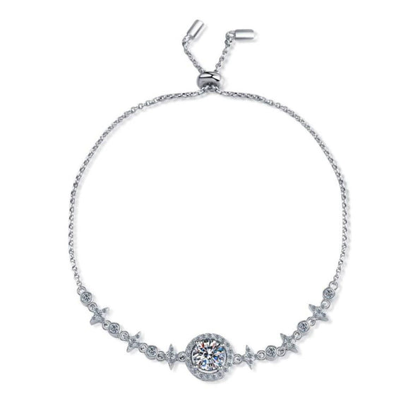 Wholesale Moissanite Bracelet 925 Silver Round Bag Star Moon Style Platinum Plated