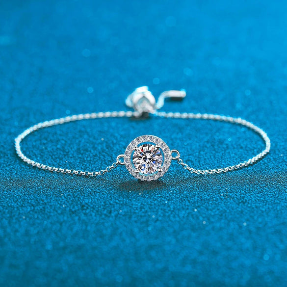 Wholesale Moissanite Bracelet 925 Silver Round Bag Star Moon Style Platinum Plated