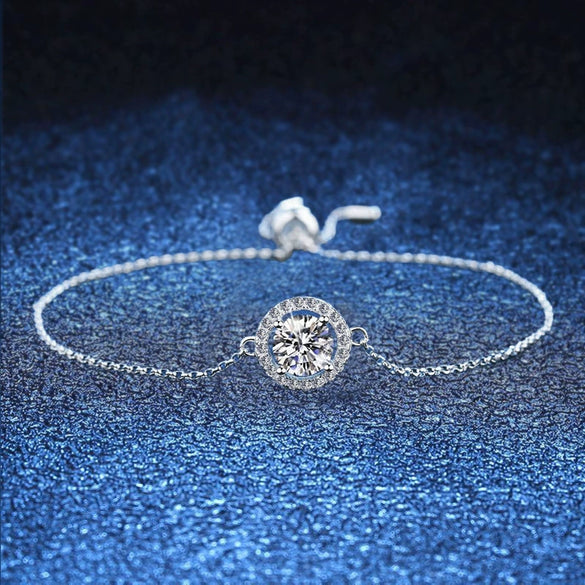 Wholesale Moissanite Bracelet 925 Silver Round Bag Star Moon Style Platinum Plated