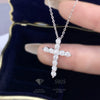 Wholesale Moissanite Cross Necklace Pendant In 925 Sterling Silver With Electroplating For Women On Pt950 Platinum Clavicle Chain