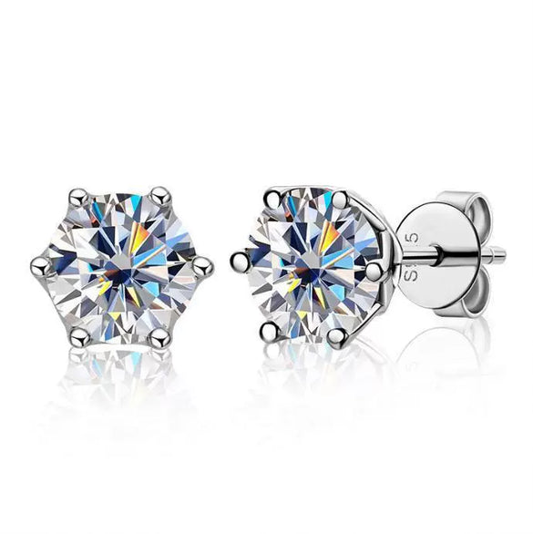 Wholesale Moissanite Crown Shape 925 Sterling Silver Minimalist Magnetic Stud Earrings