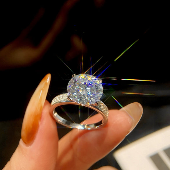 Wholesale Moissanite Doublerow Diamond Ring In Pigeon Egg Shape For Women Made Of S925 Sterling Silver With Electroplating Treatment Geometric Style