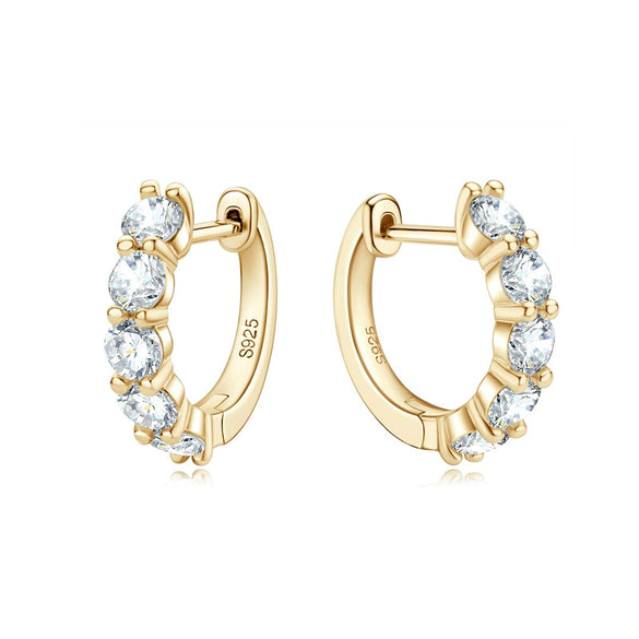 Wholesale Moissanite Earrings Light Luxury Style Geometric S925 Sterling Silver Electroplated Women's Ear Jewelry
