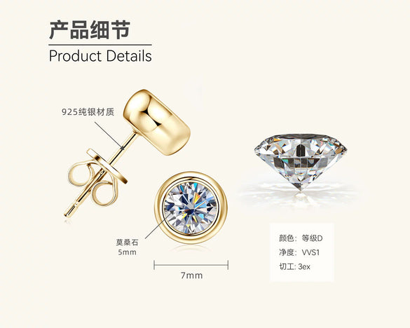 Wholesale Moissanite Earrings S925 Silver Geometric Style Electroplated For Women