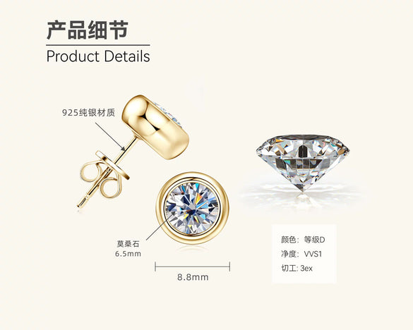 Wholesale Moissanite Earrings S925 Silver Geometric Style Electroplated For Women