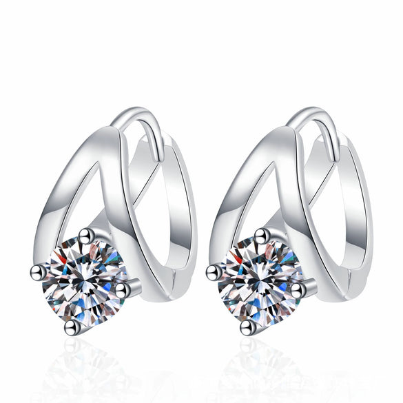 Wholesale Moissanite Earrings S925 Silver Ins Style Geometric Drop Ear Cuffs Set With Moissanite