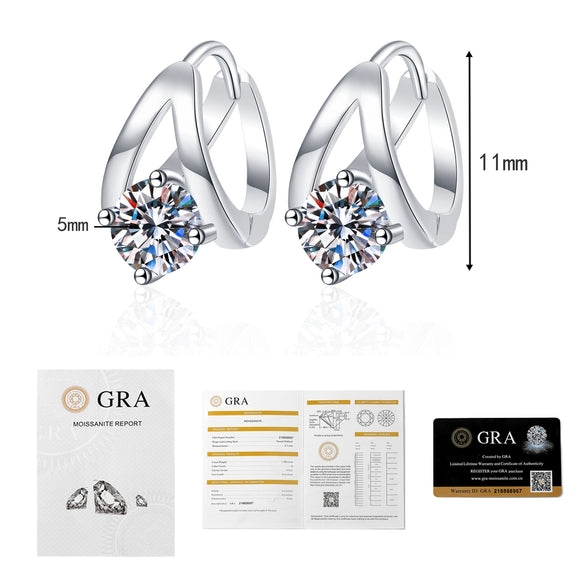 Wholesale Moissanite Earrings S925 Silver Ins Style Geometric Drop Ear Cuffs Set With Moissanite