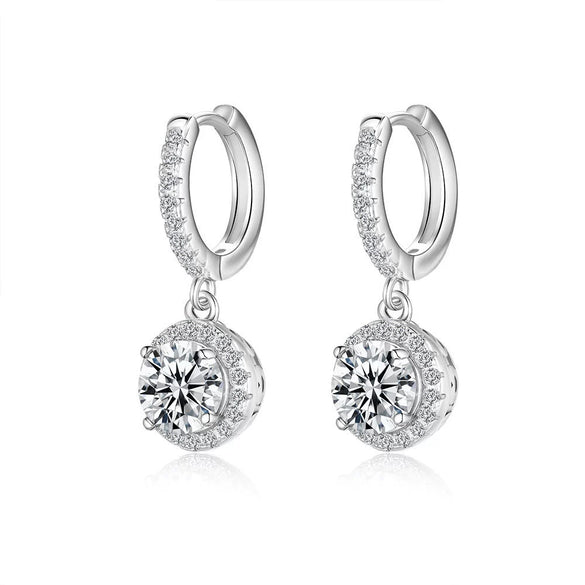 Wholesale Moissanite Earrings S925 Silver Luxury Round Geometric Style Diamond Design Accessories Jewelry
