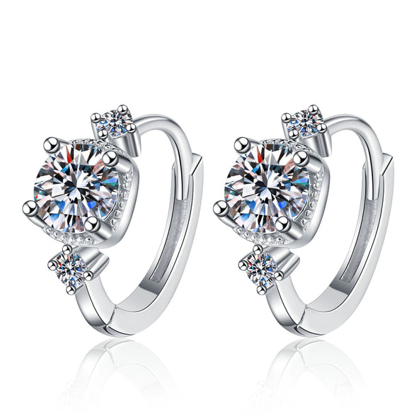 Wholesale Moissanite Earrings S925 Sterling Silver Niche Design Set With Diamonds