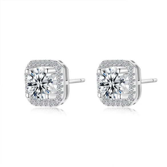 Wholesale Moissanite Earrings Silver S925 Luxury Square Geometric Diamond Design Jewelry Accessories