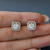 Wholesale Moissanite Earrings Silver S925 Luxury Square Geometric Diamond Design Jewelry Accessories