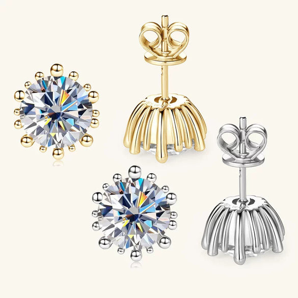 Wholesale Moissanite Earrings Silver Simple Style With Constellation Heart Fruit And Other Patterns Electroplated