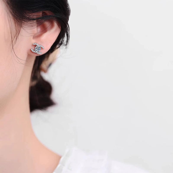 Wholesale Moissanite Earrings 925 Sterling Silver Highend Style With Letter Pattern Set With Diamonds