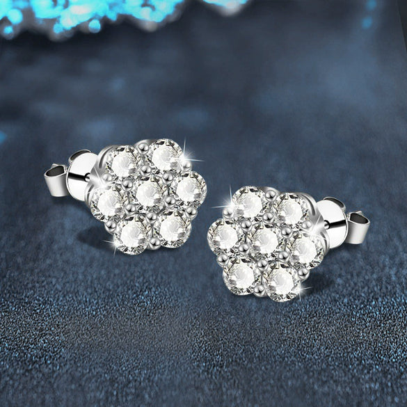 Wholesale Moissanite Earrings 925 Sterling Silver Simple Elegant Petal Snowflake Flower Style