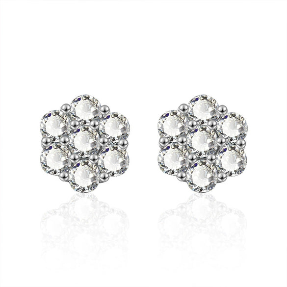 Wholesale Moissanite Earrings 925 Sterling Silver Simple Elegant Petal Snowflake Flower Style