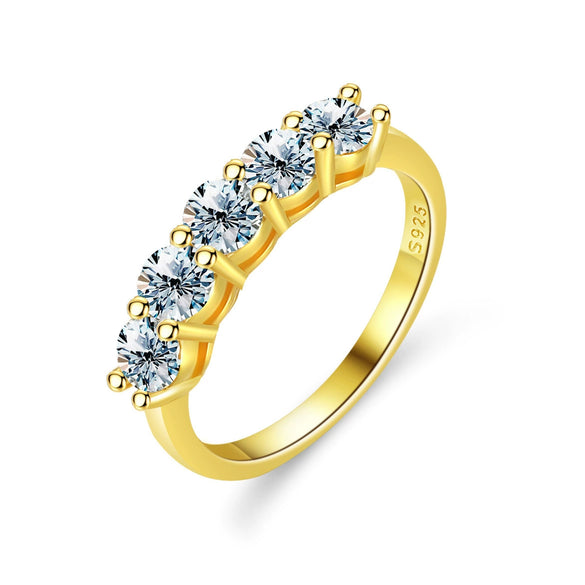 Wholesale Moissanite Fivestar Geometric Simple Fashion Ring Jewelry In S925 Silver With Electroplating
