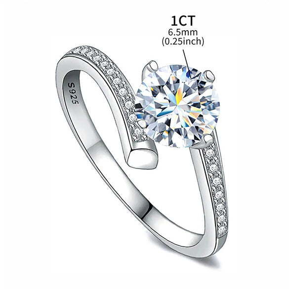 Wholesale Moissanite Four Claw Classic Women's Diamond Ring In 925 Sterling Silver With Geometric Design And Electroplating