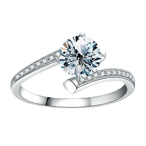 Wholesale Moissanite Four Claw Classic Women's Diamond Ring In 925 Sterling Silver With Geometric Design And Electroplating
