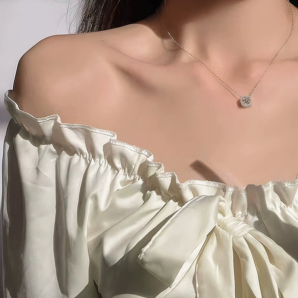 Wholesale Moissanite Geometric Minimalist 925 Sterling Silver Fourclaw Pendant Necklace For Women