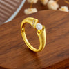 Wholesale Moissanite Geometric Ring S925 Silver 18K Gold Plated Brushed Unisex Jewelry Accessories