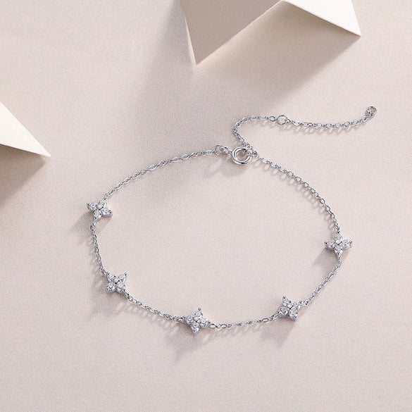 Wholesale Moissanite Inlaid Fiveflower Geometric Style S925 Silver Bracelet Light Luxury Highend