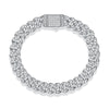 Wholesale Moissanite Inlaid 925 Silver Geometric Fashion Tennis Bracelet With Cuban Chain