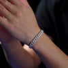 Wholesale Moissanite Inlaid 925 Silver Geometric Fashion Tennis Bracelet With Cuban Chain