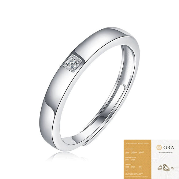 Wholesale Moissanite Inlaid 925 Silver Geometric Minimalist Unisex Couple Ring