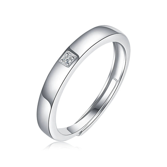 Wholesale Moissanite Inlaid 925 Silver Geometric Minimalist Unisex Couple Ring