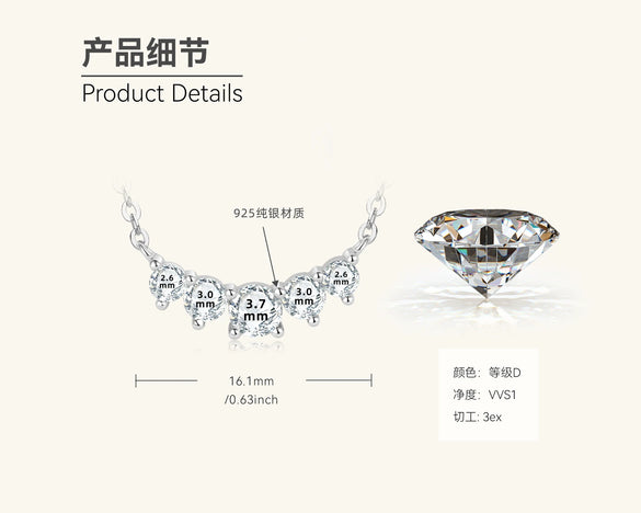 Wholesale Moissanite Necklace 925 Sterling Silver Geometric Electroplating Ochain Pendant For Women