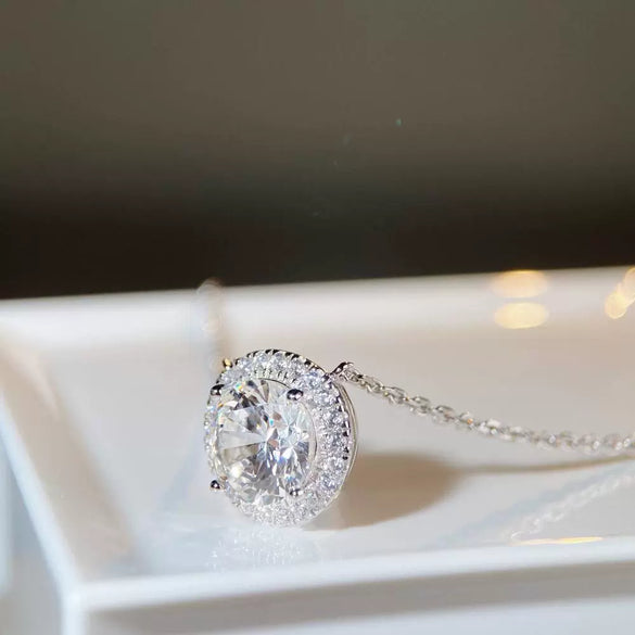 Wholesale Moissanite Necklace 925 Sterling Silver Geometric Style Ochain For Women