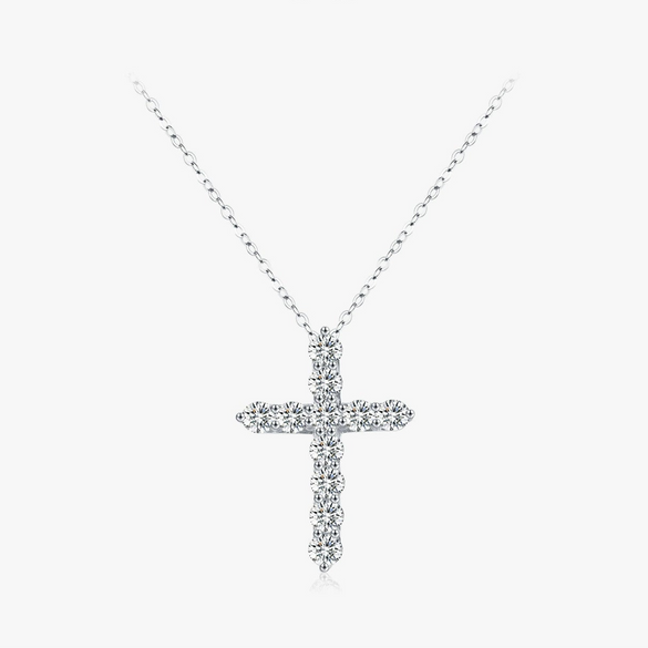 Wholesale Moissanite Necklace 925 Sterling Silver Old Money Style Cross Clavicle Chain For Women