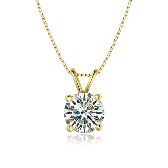Wholesale Moissanite Pendant Necklace 925 Sterling Silver Four Claw Setting With Flower Pattern 14K Gold Plated