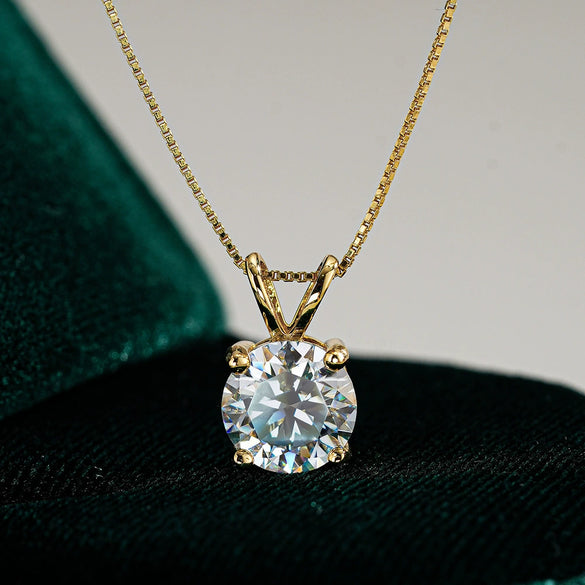 Wholesale Moissanite Pendant Necklace 925 Sterling Silver Four Claw Setting With Flower Pattern 14K Gold Plated