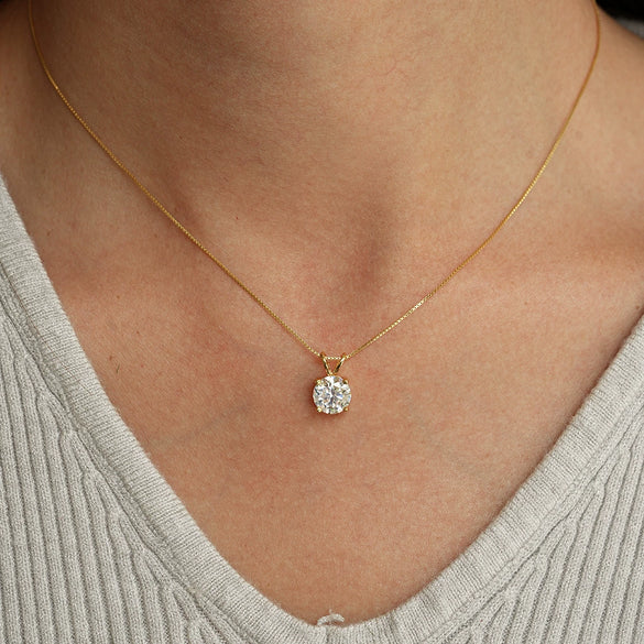 Wholesale Moissanite Pendant Necklace 925 Sterling Silver Four Claw Setting With Flower Pattern 14K Gold Plated