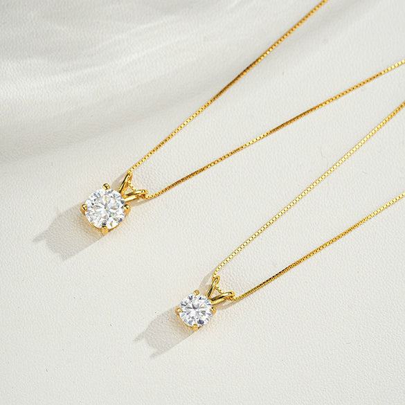 Wholesale Moissanite Pendant Necklace 925 Sterling Silver Four Claw Setting With Flower Pattern 14K Gold Plated