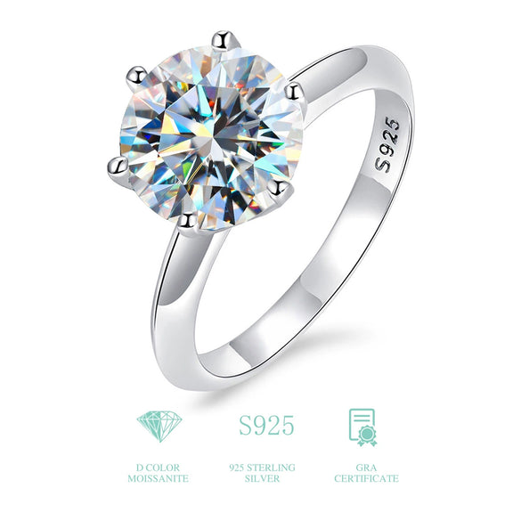 Wholesale Moissanite Ring In S925 Silver With Geometric Shape Classic Six Claw Design And Electroplating Finish For Women
