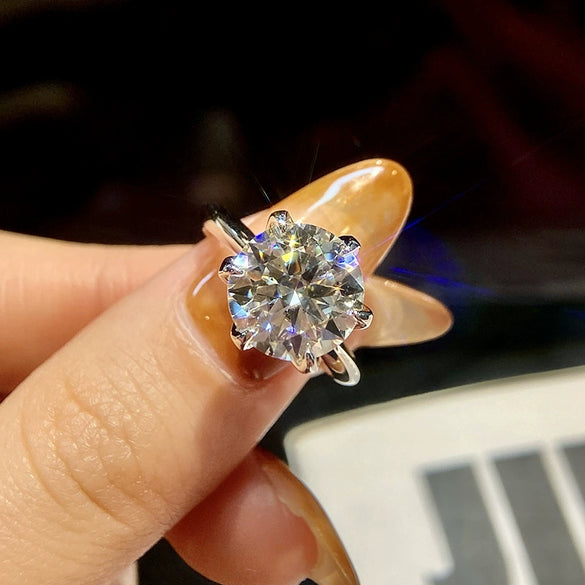 Wholesale Moissanite Ring In S925 Silver With Geometric Shape Classic Six Claw Design And Electroplating Finish For Women