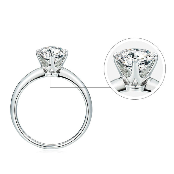 Wholesale Moissanite Ring In S925 Silver With Geometric Shape Classic Six Claw Design And Electroplating Finish For Women