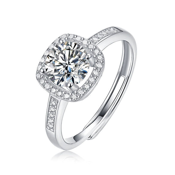 Wholesale Moissanite Ring S925 Silver Geometric Light Luxury Inlay Female Unisex