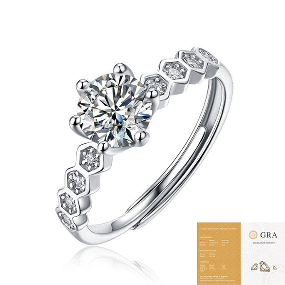 Wholesale Moissanite Ring S925 Silver Geometric Light Luxury Inlay Female Unisex