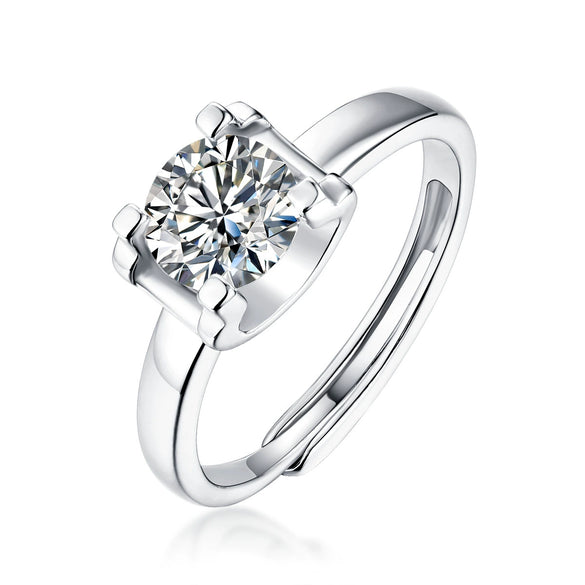 Wholesale Moissanite Ring S925 Silver Geometric Light Luxury Inlay Female Unisex
